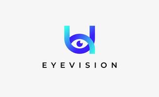 Logo Letter U and Eye Vision. Digital, visual with modern concept. Editable file. vector