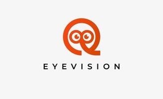 Logo Letter Q and Eye Vision. modern and minimalist concept. Editable file. vector