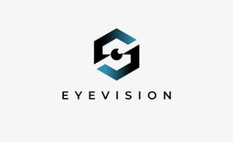 Logo Letter S and Eye Vision. modern and minimalist concept. Editable file. vector