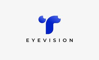 Logo Letter T and Eye Vision. Digital, visual with modern and minimalist concept. Editable file. vector