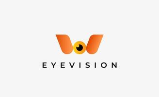Logo Letter W and Eye Vision. Digital, visual with modern and minimalist concept. Editable file. vector