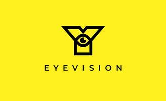 Logo Initial Y and Eye Vision. Digital, visual with modern and minimalist concept. Editable file. vector