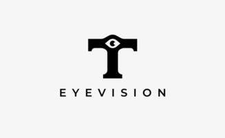 Logo Initial T and Eye Vision. Digital, visual with modern and minimalist concept. Editable file. vector