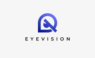 Logo alphabet Q and Eye Vision. Digital, visual modern minimalist concept. Editable file. vector