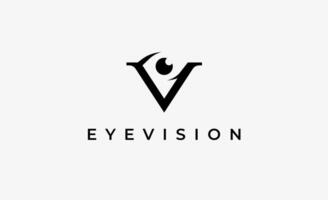 Logo Initial V and Eye Vision. Digital, visual with modern and minimalist concept. Editable file. vector