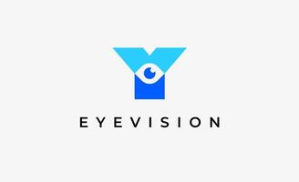 Logo Letter Y and Eye Vision. Digital, visual with modern and minimalist concept. Editable file. vector