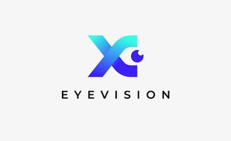 Logo Initial X and Eye Vision. Digital, visual with modern and minimalist concept. Editable file. vector