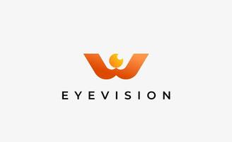 Logo Initial W and Eye Vision. Digital, visual with modern and minimalist concept vector