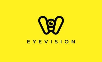 Logo Letter W and Eye Vision. modern and minimalist concept. Editable file. vector