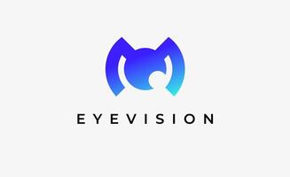 Logo Letter M and Eye Vision. modern and minimalist concept. Editable file. vector