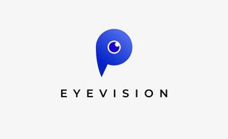 Logo alphabet P and Eye Vision. Digital, visual modern minimalist concept. Editable file. vector