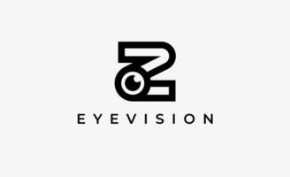 Logo Initial Z and Eye Vision. Digital, visual with modern and minimalist concept. Editable file. vector