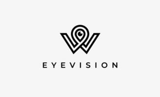 Logo alphabet W and Eye Vision. Digital, visual modern minimalist concept. Editable file. vector