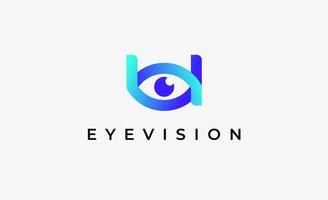 Logo Initial U and Eye Vision. Digital, visual with modern and minimalist concept vector