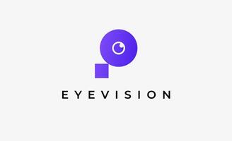 Logo Initial P and Eye Vision. Digital, visual with modern and minimalist concept vector