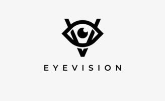 Logo Letter V and Eye Vision. Digital, visual with modern and minimalist concept. Editable file. vector