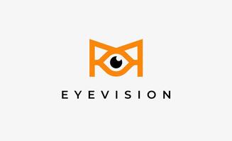Logo alphabet M and Eye Vision. Digital, visual with modern and minimalist concept. Editable file. vector