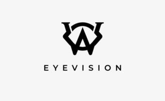Logo Letter W and Eye Vision. Digital, visual with modern concept. Editable file. vector