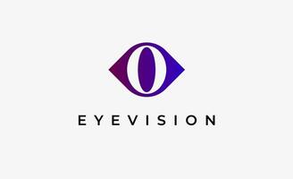 Logo alphabet O and Eye Vision. Digital, visual modern minimalist concept. Editable file. vector