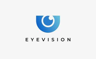 Logo Letter U and Eye Vision. Digital, visual modern and minimalist concept. Editable file. vector