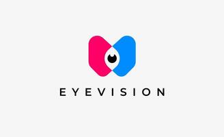 Logo Letter W and Eye Vision. Digital, visual modern and minimalist concept. Editable file. vector