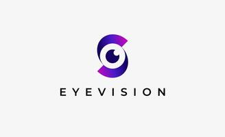 Logo Letter S and Eye Vision. Digital, visual with modern concept. Editable file. vector