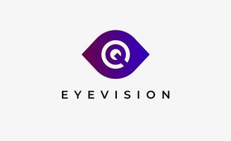 Logo Initial Q and Eye Vision. Digital, visual with modern and minimalist concept vector
