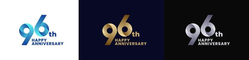 Abstract Twist Logo Anniversary 96th, 96th Happy Anniversary with Colorful Gradient, Luxury Gold and Elegant Silver. Editable file vector