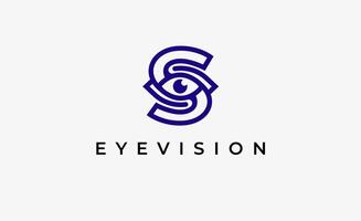 Logo alphabet S and Eye Vision. Digital, visual with modern and minimalist concept vector