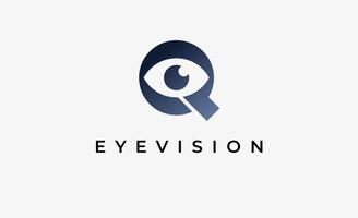 Logo alphabet Q and Eye Vision. Digital, visual with modern and minimalist concept. Editable file. vector