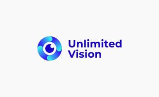 Logo eye infinite circle loop and unlimited, modern minimalist and futuristic. vector