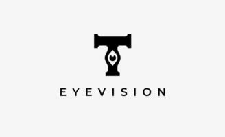 Logo alphabet T and Eye Vision. Digital, visual modern minimalist concept. Editable file. vector