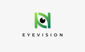 Logo Letter N and Eye Vision. Digital, visual with modern and minimalist concept. Editable file. vector