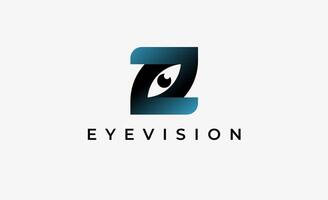 Logo alphabet Z and Eye Vision. Digital, visual with modern and minimalist concept. Editable file. vector