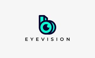 Logo Letter B and Eyeball. Digital, visual with modern and minimalist concept. Editable file. vector