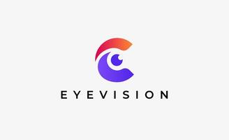 Logo Initial C and Eye Vision. Digital, visual with modern and minimalist concept vector