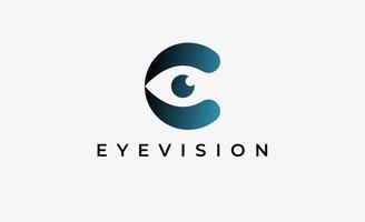 Logo Letter C and Eye Vision. Digital, visual with modern and minimalist concept. Editable file. vector