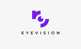 Logo Initial R and Eye Vision. Digital, visual with modern and minimalist concept. Editable file. vector