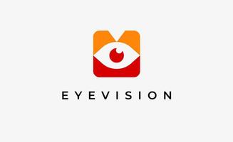 Logo Letter M and Eye Vision. Digital, visual modern and minimalist concept. Editable file. vector