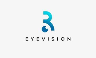 Logo Letter R and Eye Vision. modern and minimalist concept. Editable file. vector