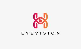 Logo Initial H and Eye Vision. Digital, visual with modern and minimalist concept. Editable file. vector