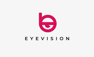 Logo Initial B and Eye Vision. Digital, visual with modern and minimalist concept vector