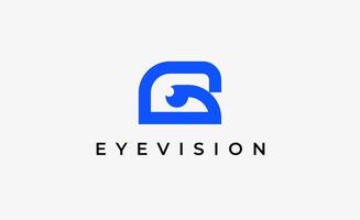Logo Initial G and Eye Vision. Digital, visual with modern and minimalist concept vector