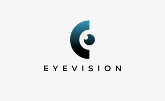 Logo alphabet C and Eye Vision. Digital, visual with modern and minimalist concept. Editable file. vector