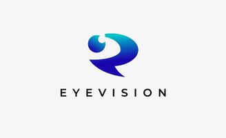 Logo Letter R and Eye Vision. Digital, visual with modern concept. vector