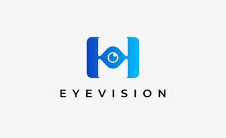 Logo Letter H and Eye Vision. Digital, visual with modern concept. Editable file. vector