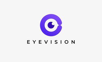 Logo Initial C and Eye Vision. Digital, visual with modern and minimalist concept. Editable file. vector