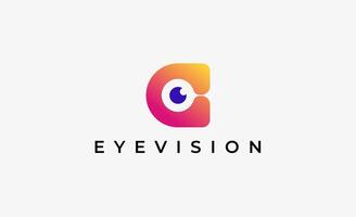 Logo alphabet C and Eye Vision. Digital, visual with modern and minimalist concept vector