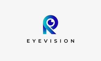 Logo Initial R and Eye Vision. Digital, visual with modern and minimalist concept vector
