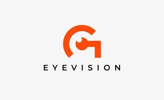 Logo alphabet G and Eye Vision. Digital, visual modern minimalist concept. Editable file. vector
